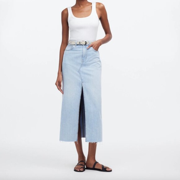 Madewell NWT Rilee Denim Midi Skirt in Fitzgerald Wash Size 29 - Picture 6 of 8